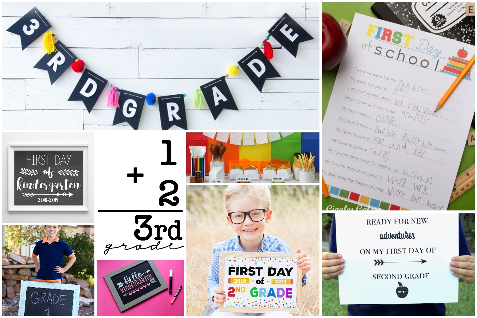 15 Adorable First Day of School Printables, Chalkboard Signs and Back to School Banners